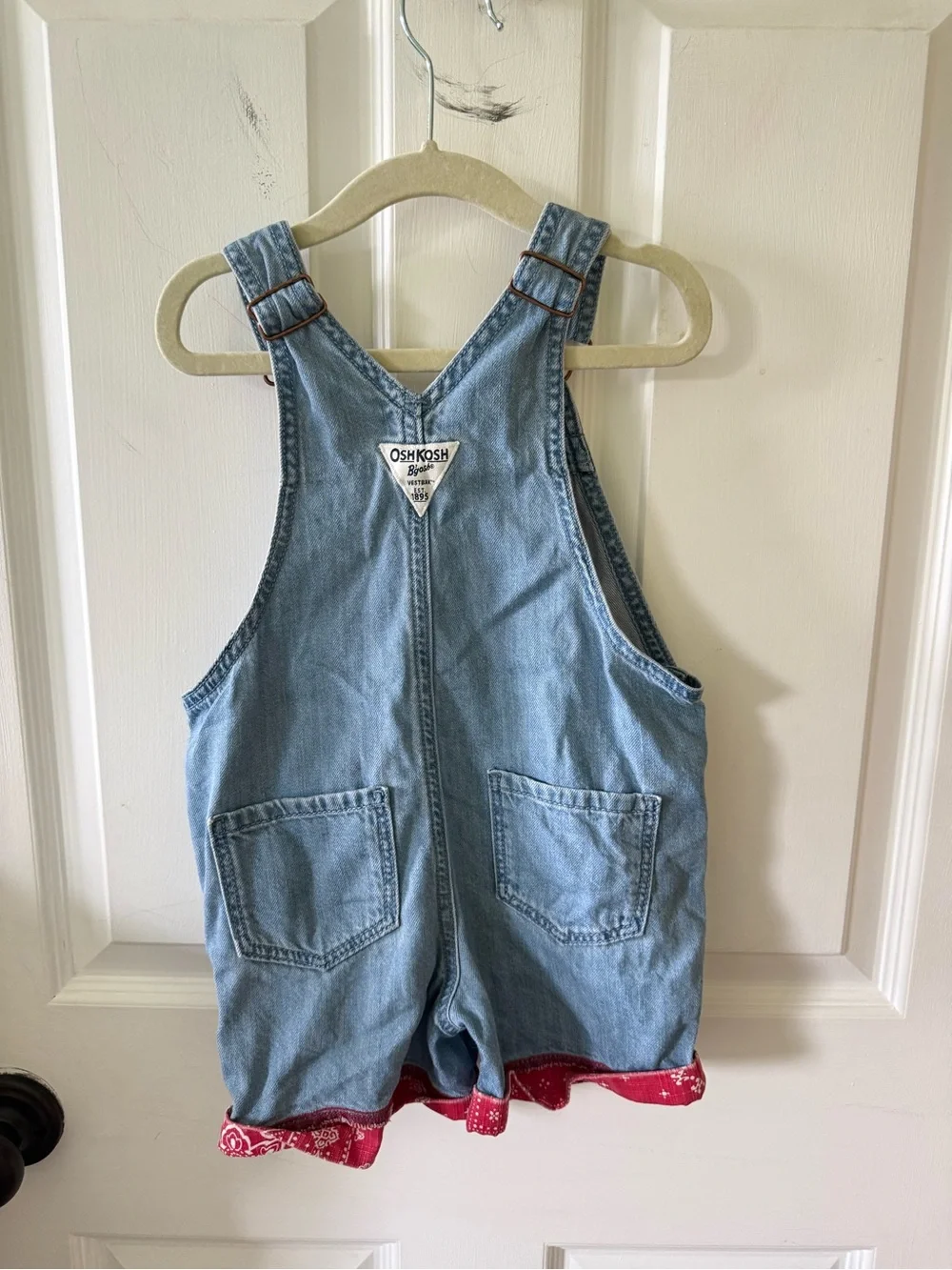 OshKosh B'gosh Light Blue Denim Shortall with Red Bandana Accents